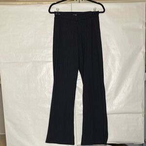 Black Ribbed Flare Pants — Women